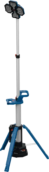삼각대 스탠드가 포함된 Bosch GLT 18V-5000 현장 조명.