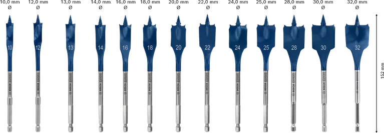 Bosch EXPERT 셀프 컷 스피드 스페이드 드릴 비트 세트, 13가지 사이즈.
