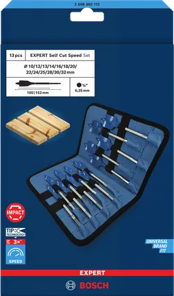 Bosch 스페이드 드릴 비트 세트 13개.