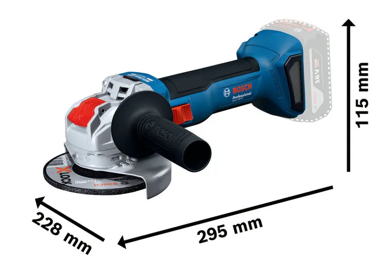 X-LOCK 기능이 있는 Bosch GWX 18V-8 각도 그라인더.