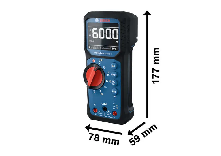 대형 디스플레이가 장착된 Bosch GDM 600-15 디지털 멀티미터.