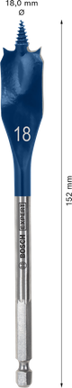 Bosch EXPERT 셀프컷 스피드 스페이드 드릴 비트 18 x 152 mm.