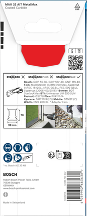 Bosch 32×70mm MetalMax 플런지 컷 블레이드.