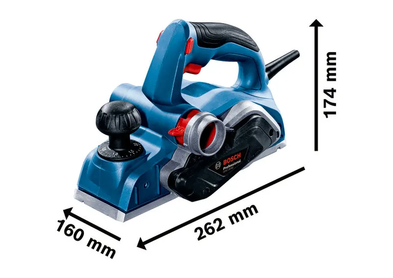 2mm의 플레닝 깊이를 갖춘 Bosch GHO 20-82 플레너.