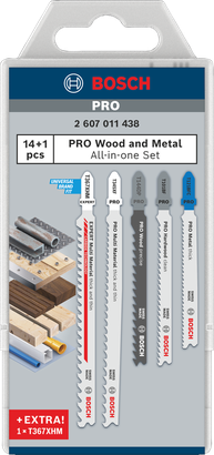 Bosch PRO 목재 및 금속용 올인원 퍼즐 톱날 세트, 15개.