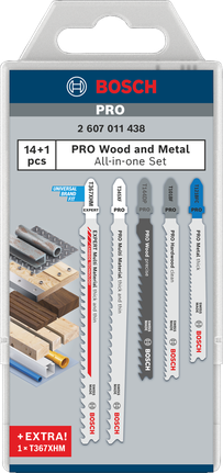 Bosch PRO 목재 및 금속용 올인원 퍼즐 톱날 세트, 15개.