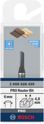 Bosch PRO 라우터 스트레이트 비트 4.8mm.