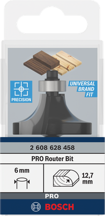 Bosch PRO 라우터 비트는 12.7mm에서 6mm 섕크로 라운딩됩니다.
