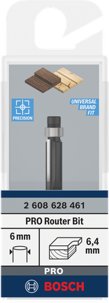 Bosch PRO 라우터 비트 6mm 섕크 6.4mm.