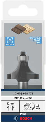 Bosch PRO 라우터 비트는 12mm 이상으로 라운딩됩니다.