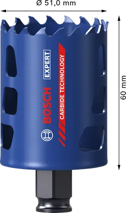 카바이드 이빨이 장착된 Bosch EXPERT 다중 소재 51mm 홀 톱.