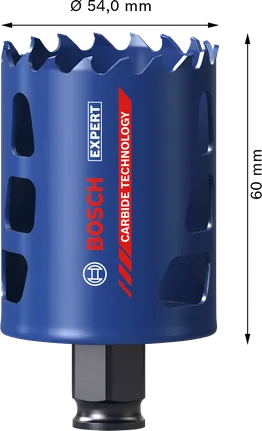 카바이드 이빨이 장착된 Bosch EXPERT 다중 소재 54mm 홀 톱.