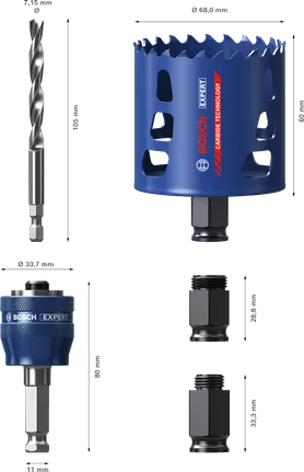 Bosch EXPERT 다중 소재 파워 체인지 플러스 홀 톱 키트 51x60mm.