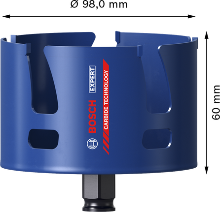 Bosch EXPERT 건설 자재 파워 체인지 플러스 홀쏘, 직경 98mm.