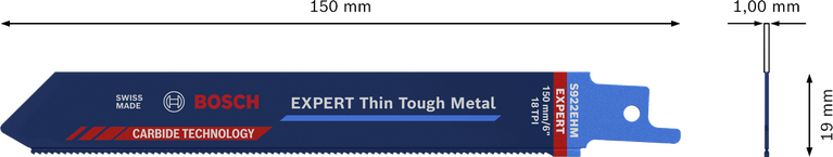 EXPERT 'Thin Tough Metal' S 922 EHM 컷소날 1종 Bosch EXPERT Thin Tough Metal S 922 EHM 톱날은 얇은 금속을 절단하는 데 사용됩니다.