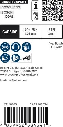 EXPERT Thick Tough Metal S555CHC Bosch EXPERT Thick Tough Metal S 555 CHC 톱날 8 TPI.
