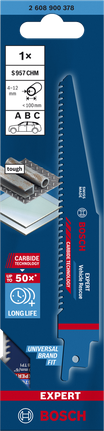 EXPERT ‘Vehicle Rescue’ S 957 CHM 컷소날 1종 Bosch EXPERT S 957 CHM 왕복톱 톱날은 힘든 차량 구조 작업에 적합합니다.