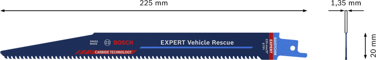 EXPERT 'Vehicle Rescue' S 1157 CHM 컷소날 1종 Bosch EXPERT 차량 구조용 S 1157 CHM 왕복톱 블레이드, 길이 225mm.