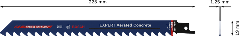 Bosch EXPERT 기포 콘크리트 왕복 톱날 225mm.