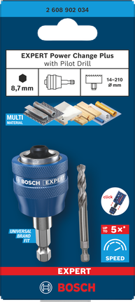 8.7mm 파일럿 드릴이 장착된 Bosch EXPERT Power Change Plus 아버.