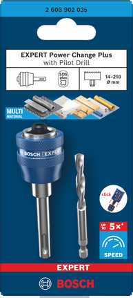 파일럿 드릴이 장착된 Bosch Expert Power Change Plus 아버.
