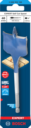 Bosch EXPERT 셀프컷 스피드 스페이드 드릴 비트 40mm.
