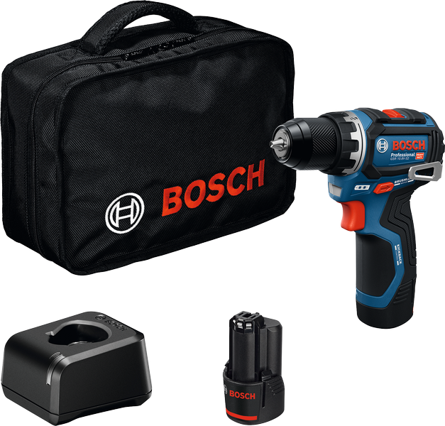 배터리가 포함된 Bosch GSR 10.8V-32 무선 드릴 세트.