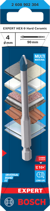Bosch 4×90mm HEX-9 하드 세라믹 드릴 비트.