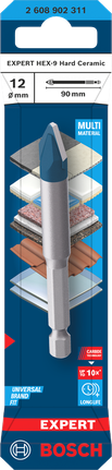 Bosch 12×90mm HEX-9 하드 세라믹 드릴 비트.