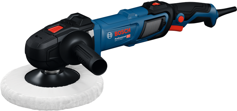 인체공학적 손잡이가 달린 Bosch GPO 14-180 S 광택기.