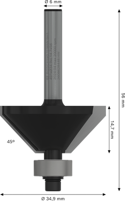 Bosch PRO 라우터 비트 챔퍼 45° 섕크 6mm.