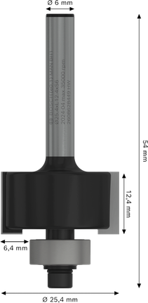 Bosch PRO 라우터 비트 래벳팅 6.4mm 섕크 6mm.