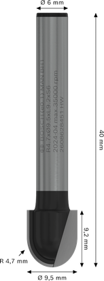 Bosch PRO 라우터 비트 코어 박스 R 4.7 섕크 6mm.
