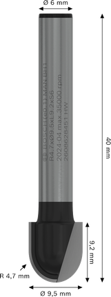 Bosch PRO 라우터 비트 코어 박스 R 4.7 섕크 6mm.