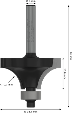 Bosch PRO 라우터 비트 라운딩 오버 R 12.7 섕크 6mm.