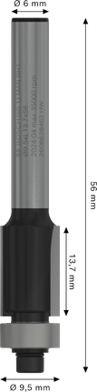 Bosch PRO 라우터 비트 바닥 베어링 플러시 트림 9.5x13.7mm.
