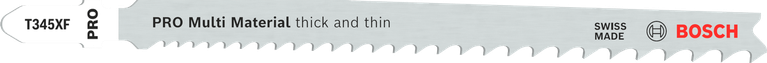 Bosch PRO Multi Material T345XF 톱날은 두껍고 얇은 작업에 모두 적합합니다.