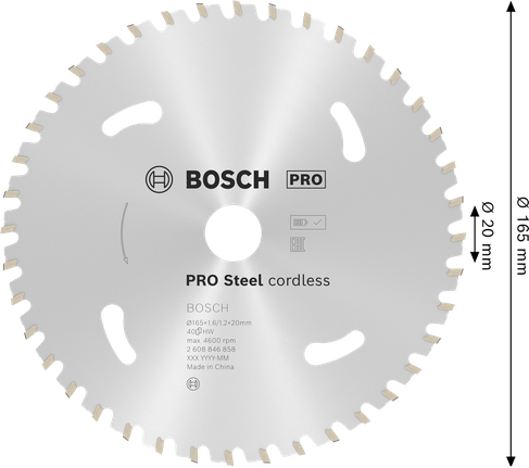 Bosch PRO 스틸 무선 165mm 원형 톱날.