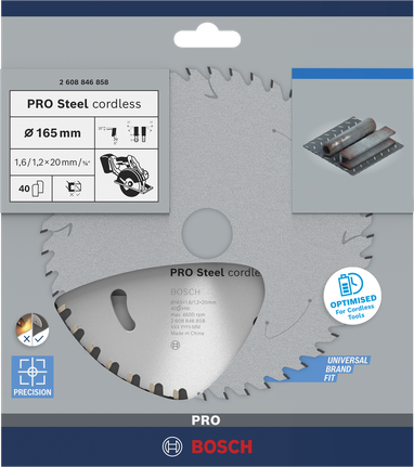 Bosch PRO Steel 무선 165mm 원형 톱날.