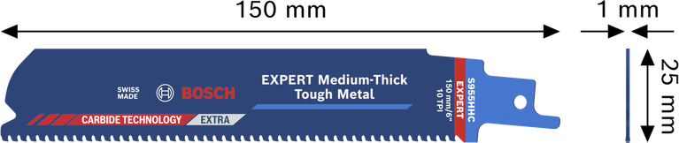 중간 두께의 견고한 금속에 적합한 Bosch EXPERT S955HHC 블레이드입니다.