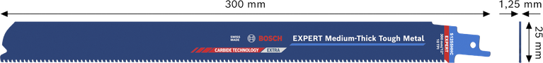 Bosch EXPERT 중간 두께 견고한 금속 S1255HHC 톱날, 300mm.