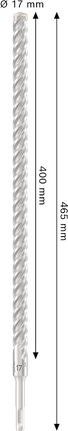 PRO SDS plus-5X 해머 드릴 비트, 17 x 400 x 465mm Bosch PRO SDS plus-5X 해머 드릴 비트, 직경 17mm.