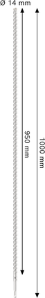 PRO SDS plus-5X 해머 드릴 비트, 14 x 950 x 1,000mm Bosch PRO SDS plus-5X 해머 드릴 비트 14x950x1000mm.