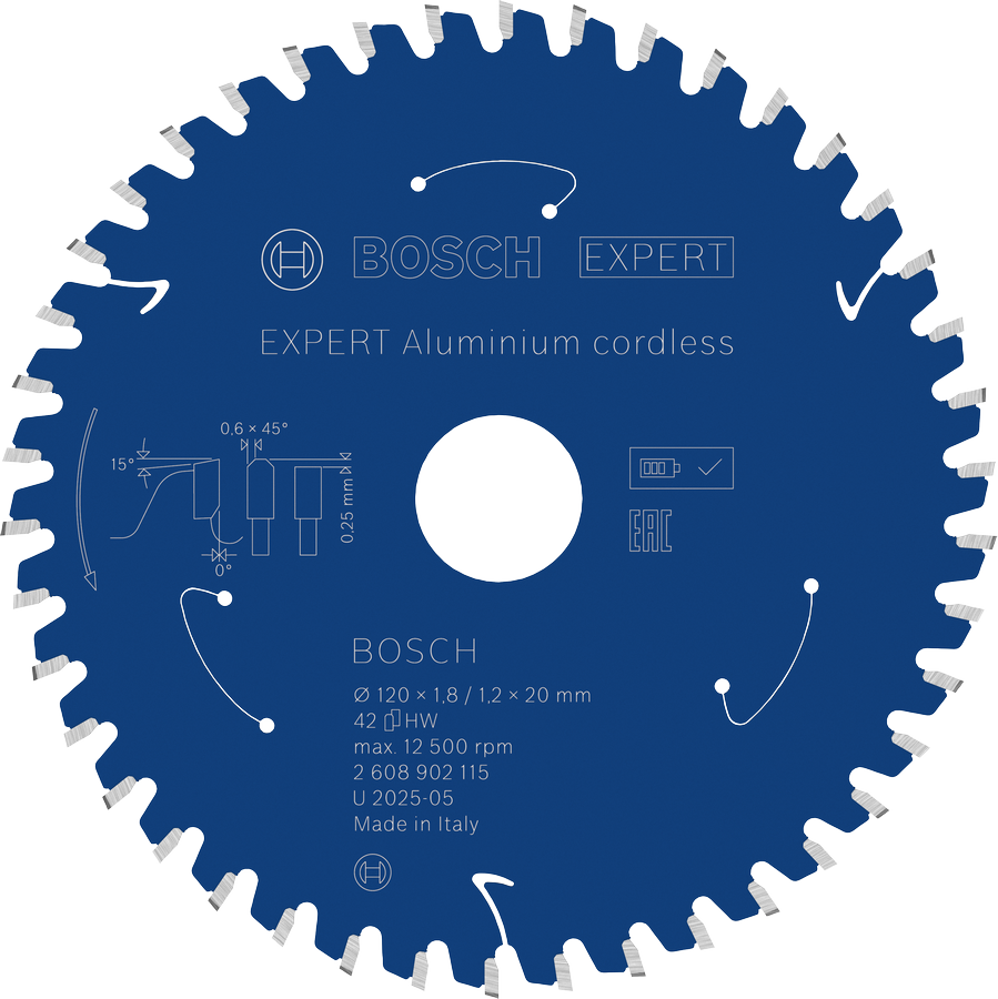 Bosch EXPERT 알루미늄 무선 원형 톱날, 120mm 42T.