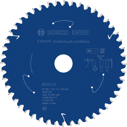Bosch EXPERT 알루미늄 무선 원형 톱날, 48개 이빨.