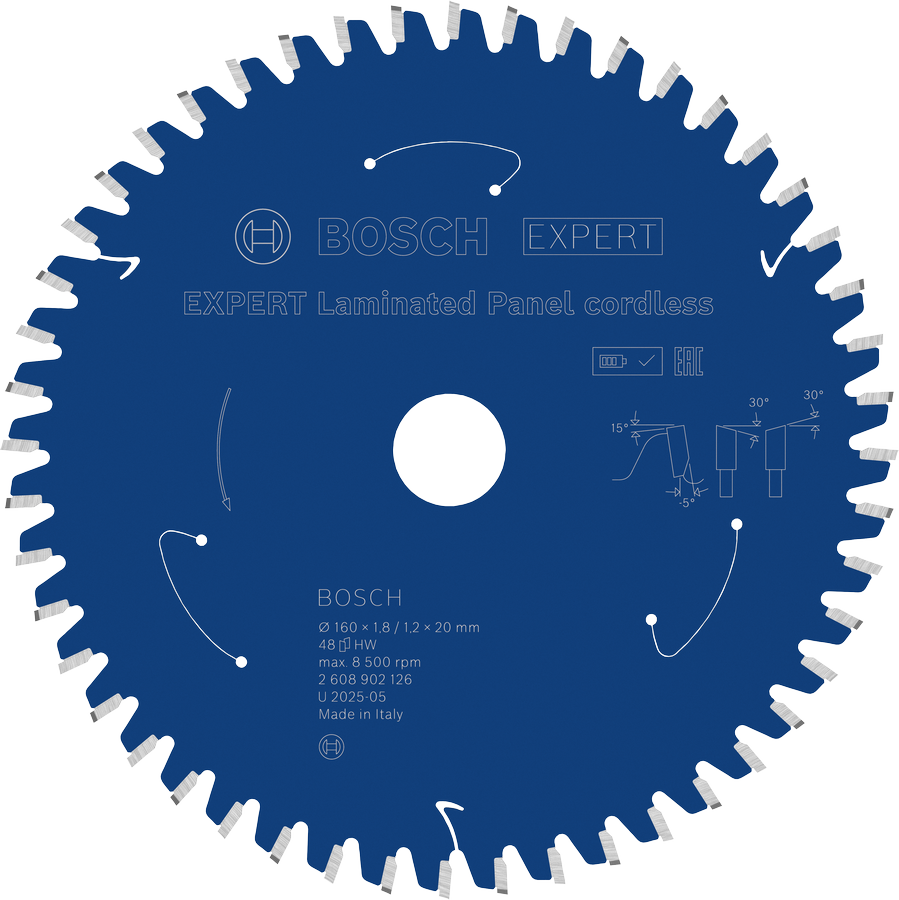 Bosch EXPERT 적층 패널 무선 원형 톱날, 48개 이빨.