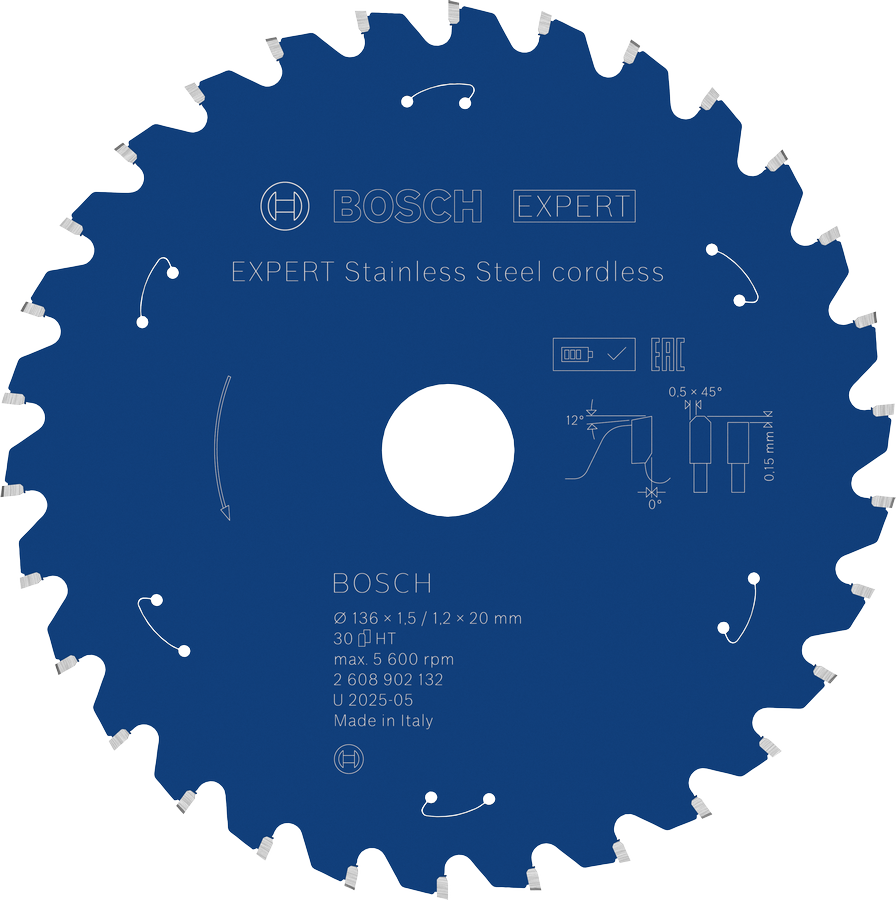 Bosch EXPERT 스테인리스 스틸 무선 원형 톱날.