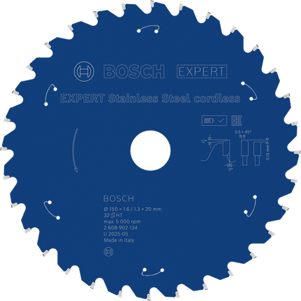 Bosch EXPERT 스테인리스 스틸 무선 원형 톱날, 32개 이빨.