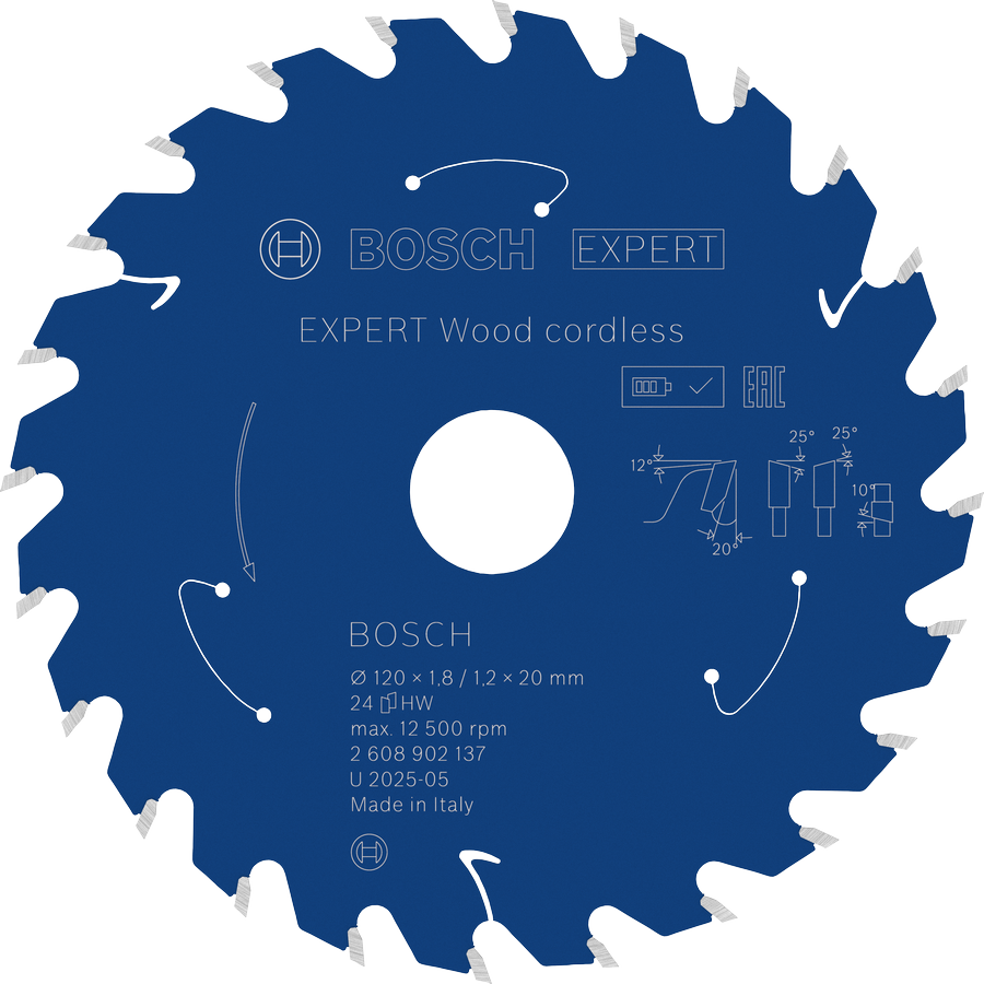 Bosch EXPERT Wood 무선 원형 톱날, 24개 이빨.