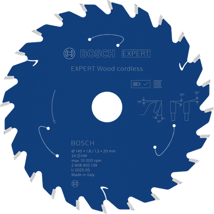 Bosch EXPERT Wood 무선 원형 톱날 T24.